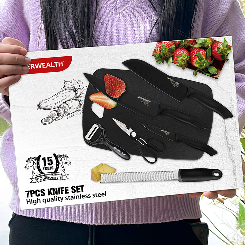 7 Pcs Non-stick Blade Chef Knife Set With  Plastic Handle - P016