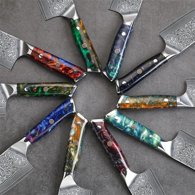 67-layer Damascus Steel Chef Knife with Resin Handle