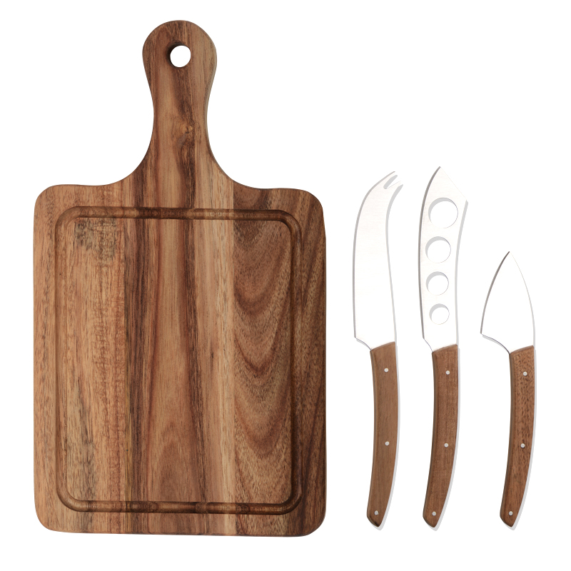 4pcs cheese Knife Set with acacia cutting board