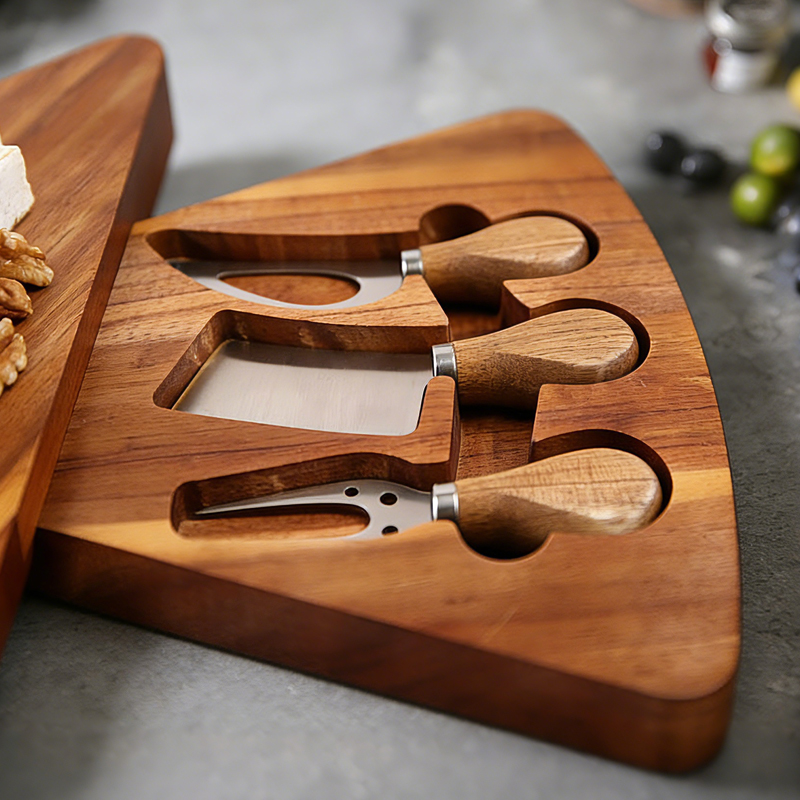 4pcs cheese Knife Set with acacia wooden box
