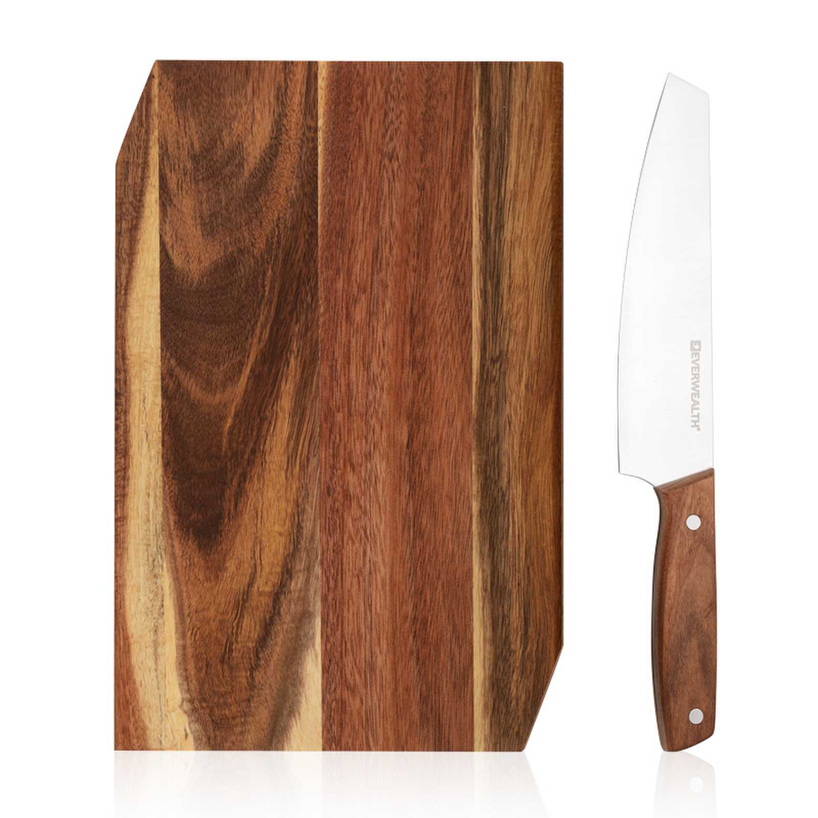 2pcs Knife Set with acacia cutting board&Black Oxford tote bag-M031 