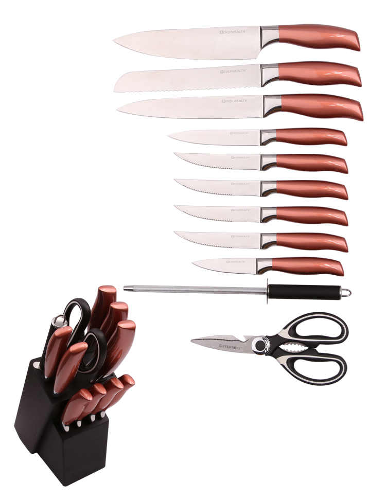 Stainless Steel Hollow Handle Kitchen Knife Set With Block - S013