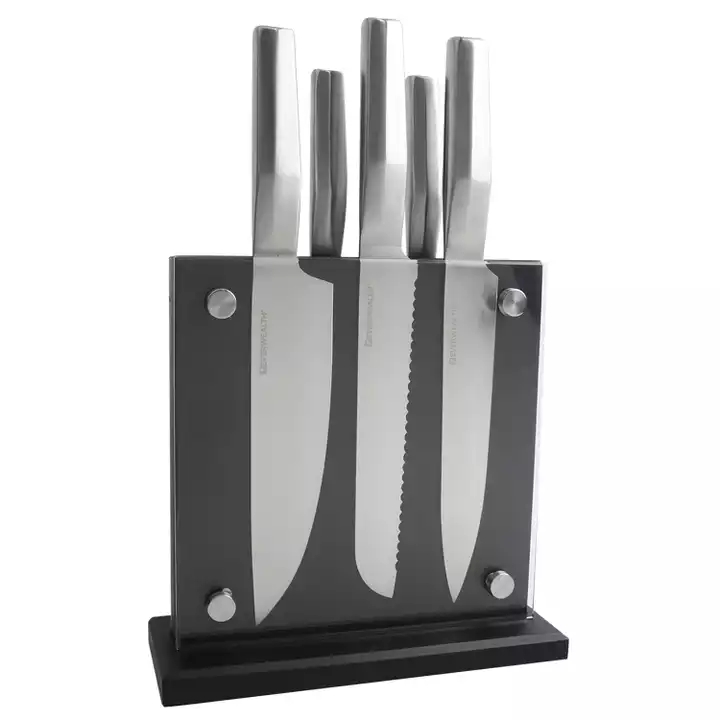 SS30 Handle Chef Bread Fruit Kitchen Knife Set With Knife Block - S018