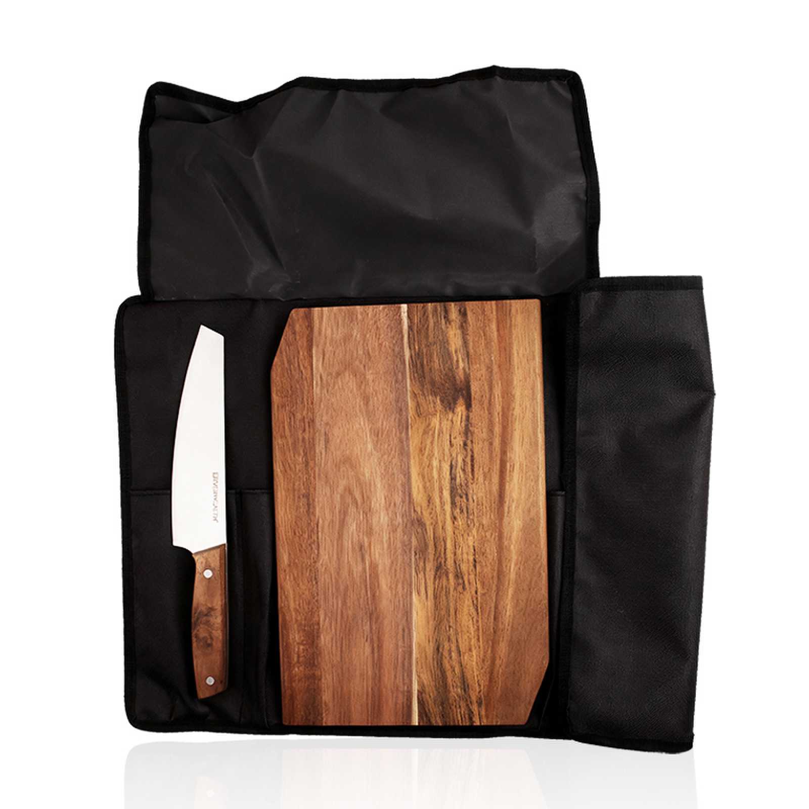 2pcs Knife Set with acacia cutting board&Black Oxford tote bag-M031 