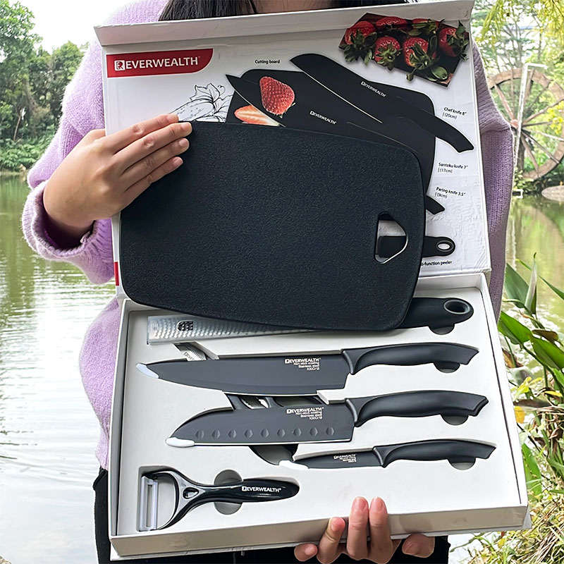 7 Pcs Non-stick Blade Chef Knife Set With  Plastic Handle - P016