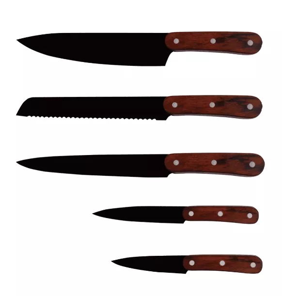 6Pcs Natural Pakka Wood Stainless Steel 3cr13 Kitchen Knife Set