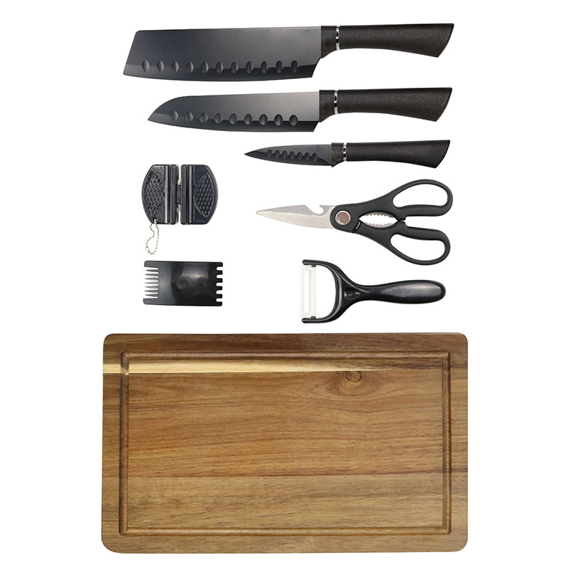 Gift Box Scissor Avocado Peeler And PP Handle Kitchen Knife Set With Bamboo Cutting Board - ER3506